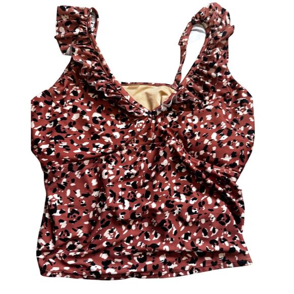 Old Navy Women's Swim Top in Red and Black Print - Picture 1 of 7